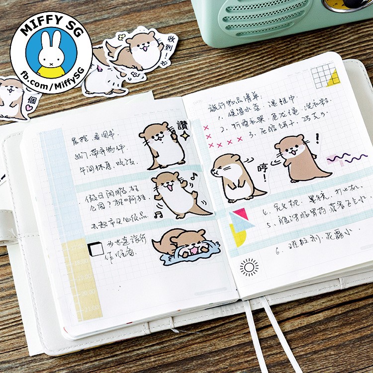 Hộp 45 sticker hoạt hình trang trí planner/bulletjournal RÁI CÁ MOE MOE