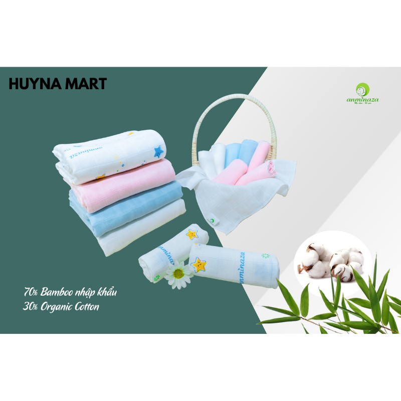 Set Khăn Sữa Sợi Tre 3 Lớp Cao Cấp Cho Bé Kháng Khuẩn, Khử Mùi, Siêu Thấm Hút Hoàn Toàn Tự Nhiên Anminaza