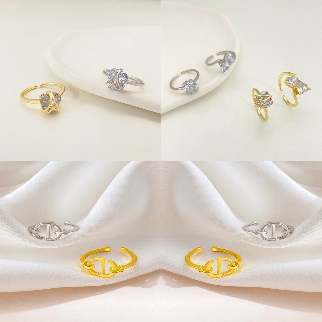 Nhẫn Hở Khắc Chữ D Đôi Đơn Giản Thời Trang Cho Nam Nữ