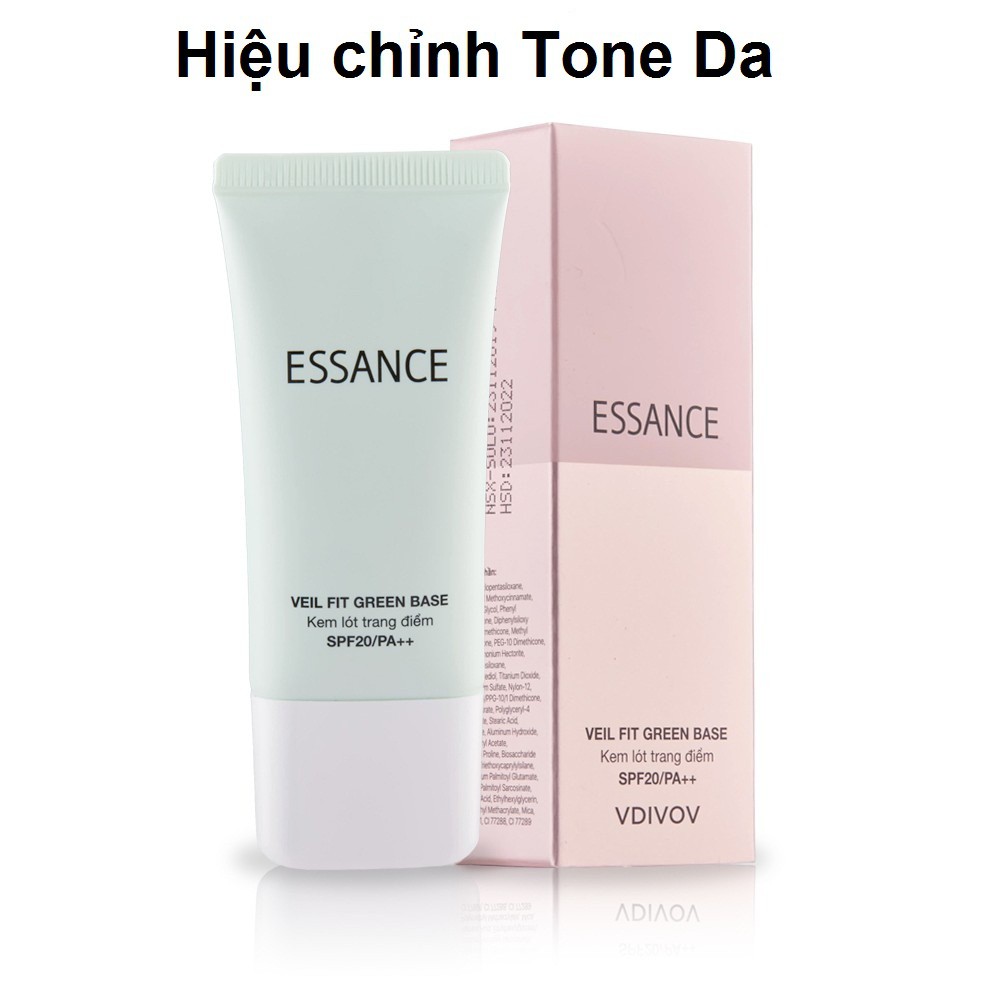 [Kiểm soát nhờn] Kem lót trang điểm dưỡng trắng Essance Veil Fit Green Base SPF20/PA++ 30 ml | BigBuy360 - bigbuy360.vn