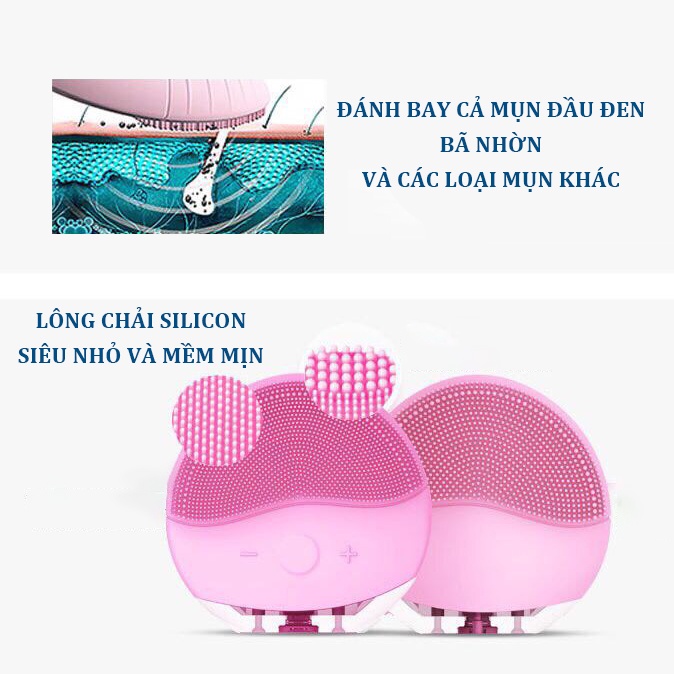 Máy rửa mặt, Máy rửa mặt silicon rung sóng siêu âm 12 Chế Độ Làm sạch sâu tẩy tế bào chết