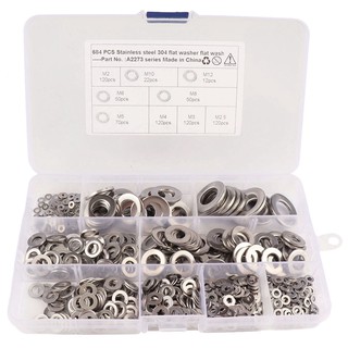 Bộ 68 vòng đệm bằng thép không gỉ 9 size m2,m2.5,m3,m4,m5,m6,m8,m12m10m12