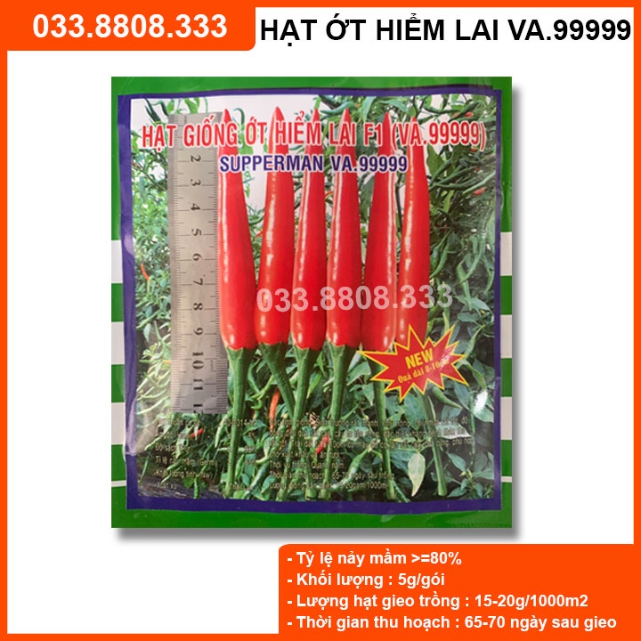 [Chính hãng] Hạt giống Ớt Hiểm Lai F1 VA.99999 ( gói 5gram ) - năng suất cao, quả to đẹp