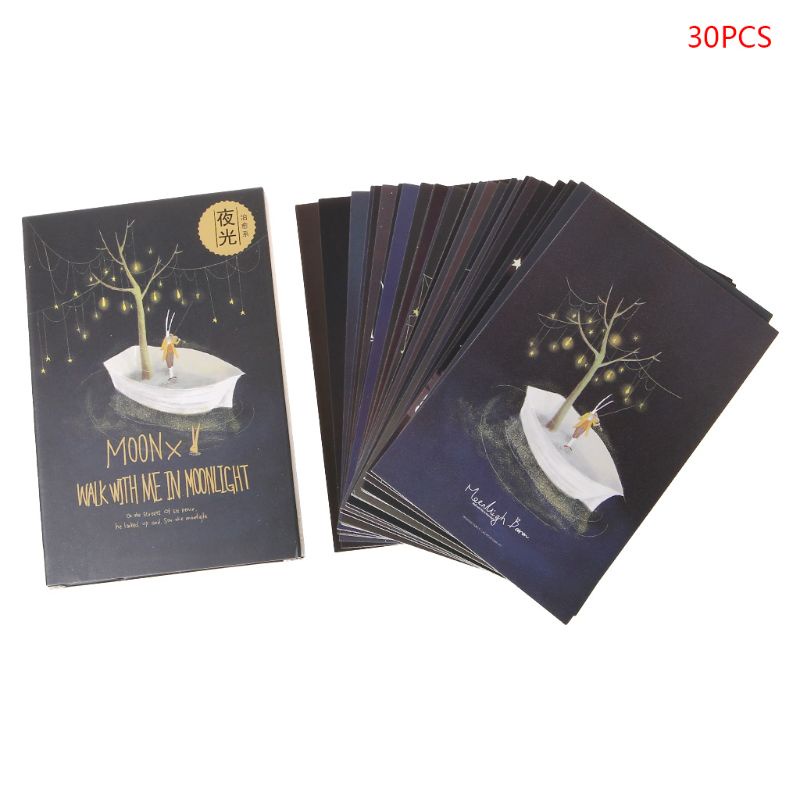 Bộ 30 Thẻ Bưu Thiếp Dạ Quang Phong Cách Vintage