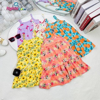 Váy công chúa cho bé gái NGHĨA BABY, đầm thun 2 dây bé gái họa tiết hoa