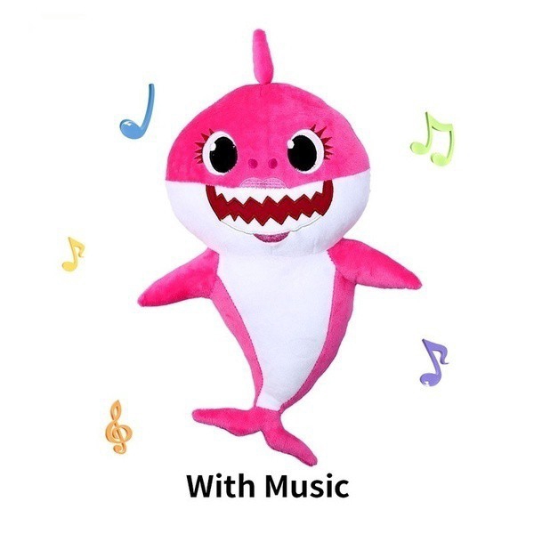 Đồ chơi nhồi bông mềm mại hình chú cá mập Baby Shark 32CM có nhạc và đèn dễ thương