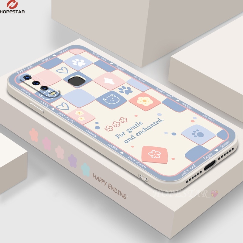 Ốp Điện Thoại Viền Vuông Hình Gấu / Hoa Dễ Thương Cho Huawei Y6P Y7A Y6 Pro Y7 Pro 2019 Y9S P30 Lite Nova 7i Nova 5T Nova 3i