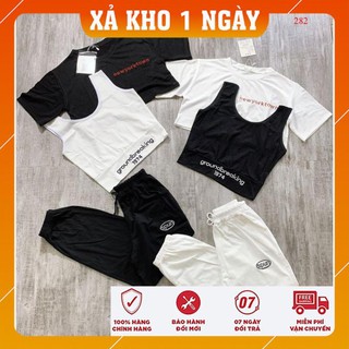 [Freeship - Hàng Loại 1] Set áo croptop ba lỗ mix quần áo rộng/ Ba món cực phẩm hàng siêu xịn