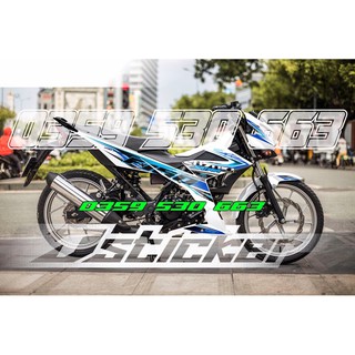 Tem Satria F150 xanh Gp rời dán xe trắng mẫu mới 2020