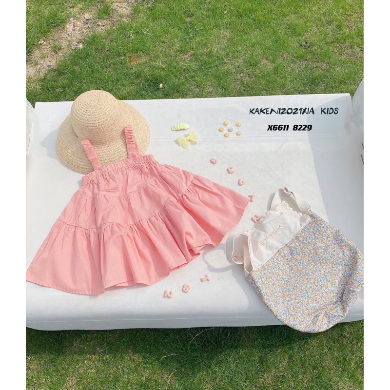 Váy đầm đi biển cho bé gái KAKENNI 2 dây chất thô cotton thoáng mát, dáng tiểu thư đáng yêu - HK KIDS (Mã 8229)