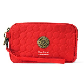 Ví cầm tay thời trang 3 ngăn Kipling kiểu dáng hoa văn thêu 18*10 cm