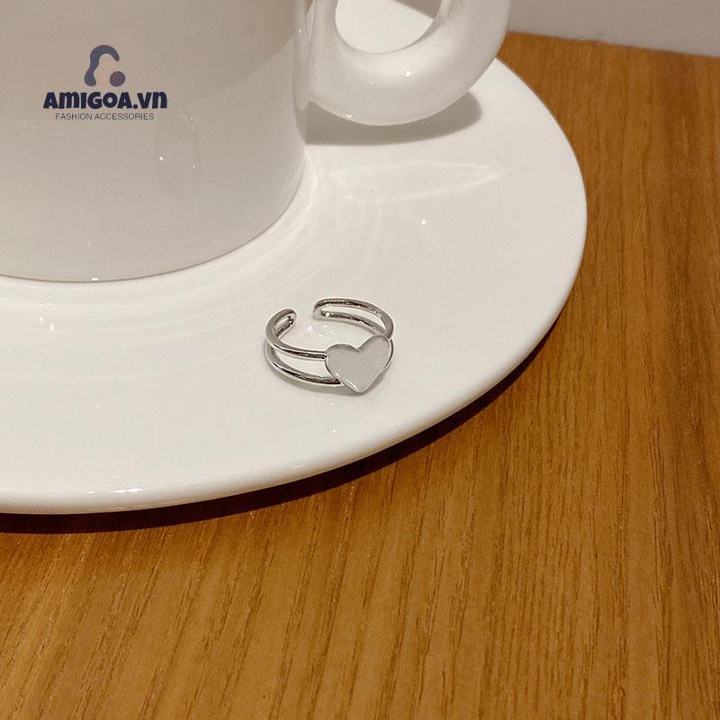 ✨✨Nhẫn Hở Bằng Kim Loại Hình Trái Tim Có Thể Điều Chỉnh Thời Trang Cho Nữ
