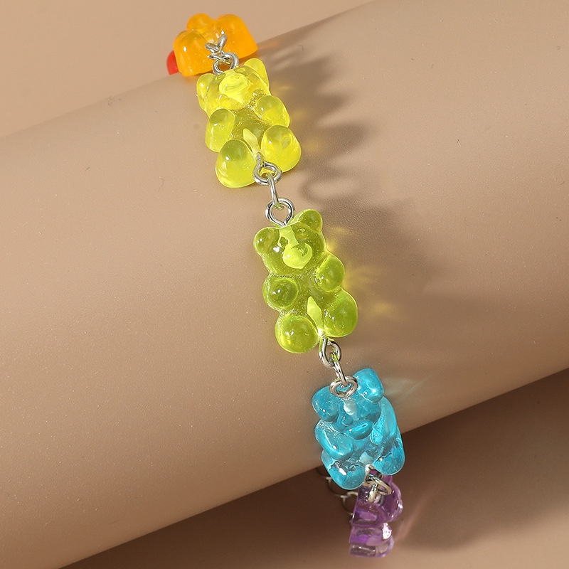 1 Vòng Tay Mặt Gấu Nhựa Resin Màu Kẹo Dễ Thương Thời Trang Làm Quà Tặng Cho Bạn Gái/ Bạn Bè