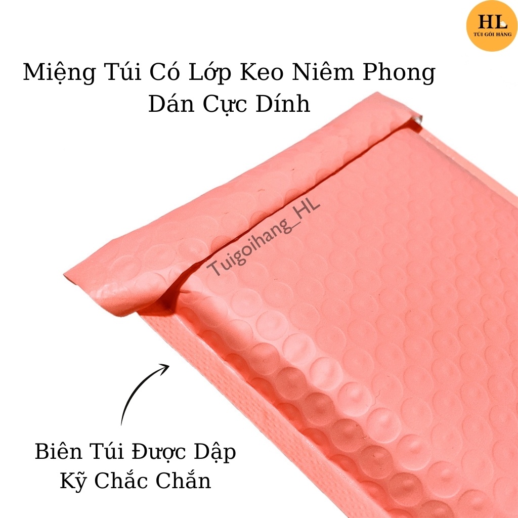 Combo 10 túi gói hàng chống sốc màu hồng đào cao cấp size 18x23+4cm ( có lớp khí bong bóng bên trong ) TUIGOIHANGHL