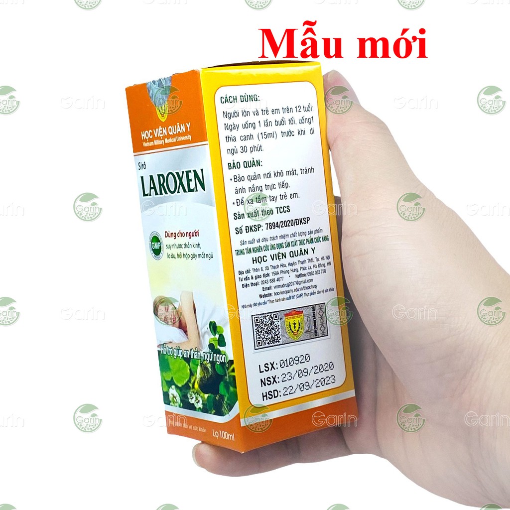 [HÀNG CHUẨN HỌC VIỆN QUÂN Y] Siro thảo dược Laroxen Học Viện Quân Y 100ml giúp ngủ ngon và ngủ sâu giấc hơn