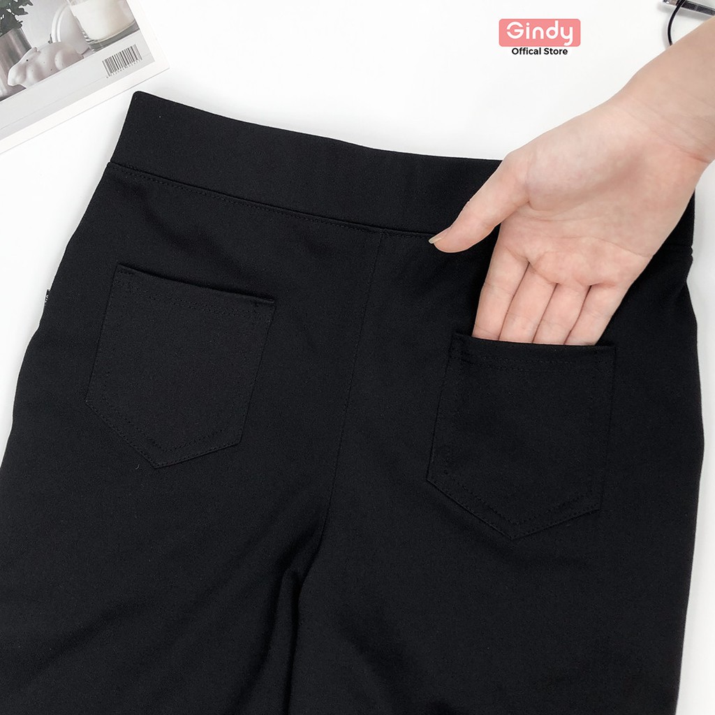 Quần legging đen nữ dáng dài chất umi co dãn tôn dáng nâng mông GINDY thời trang nữ công sở sinh viên xuân hè Q005