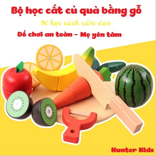 BỘ ĐỒ CHƠI CẮT CỦ QUẢ BẰNG GỖ - BÉ HỌC CÁCH DÙNG DAO