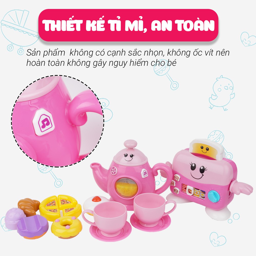 Bộ đồ chơi đồ hàng nhà bếp cho bé - Set trà chiều vui nhộn kèm máy nướng bánh Winfun 3155G