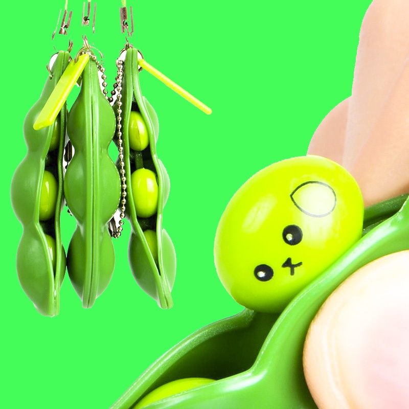 Móc khóa hình hạt đậu mềm mịn siêu đàn hồi ngộ nghĩnh giải tỏa căng thẳng