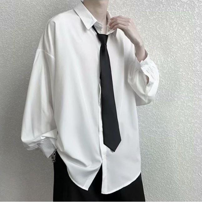 Áo sơ mi tay dài dáng rộng phong cách hàn quốc thời trang cho nam size m-3xl