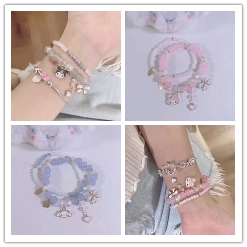 Bộ 2 Vòng Tay Chuỗi Hạt Pha Lê Siêu Dễ Thương Cho Bạn Gái