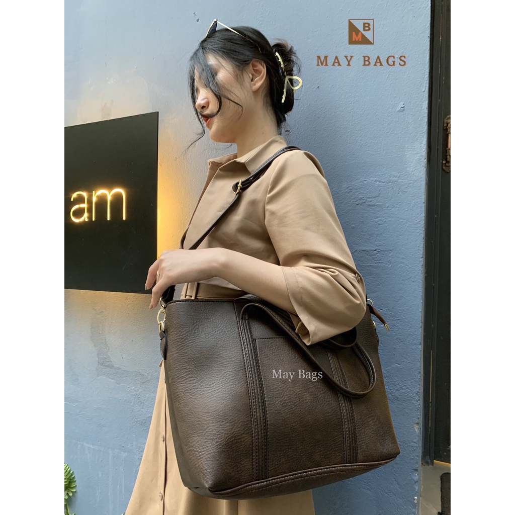 Túi xách nữ cao cấp Keylee Bag túi da bản to đựng vừa laptop a4 đẹp thời trang của May Bags