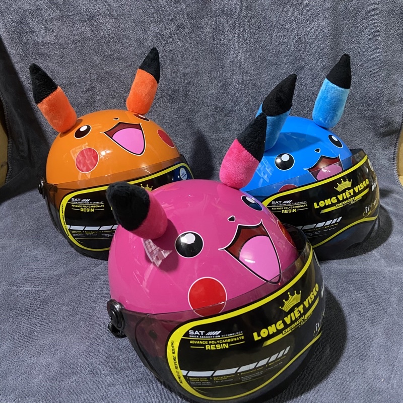 Mũ Nón Bảo Hiểm Trẻ Em  Pikachu Có Kính Cho bé Từ 2-6 Tuổi   | Mũ Nhựa ABS Độ Bền Cao -BH 12 Thángy