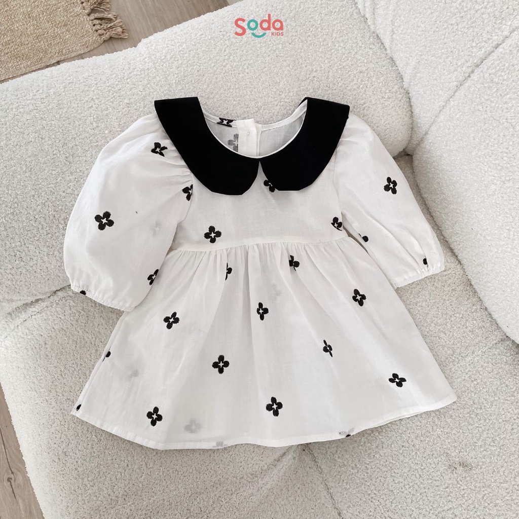 Váy bé gái jiso dress SODA KIDS thiết kế babydoll cổ vuông tiểu thư, dễ thương, phong cách Hàn Quốc