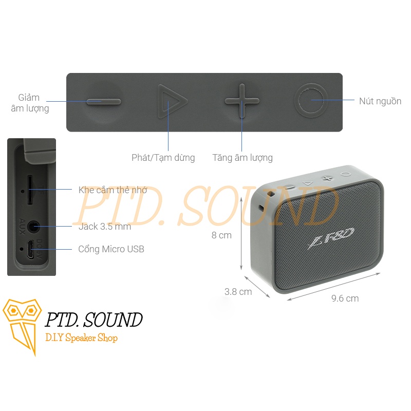 Loa bluetooth Mini siêu bass Fenda 5w Plus chống nước từ PTD Sound