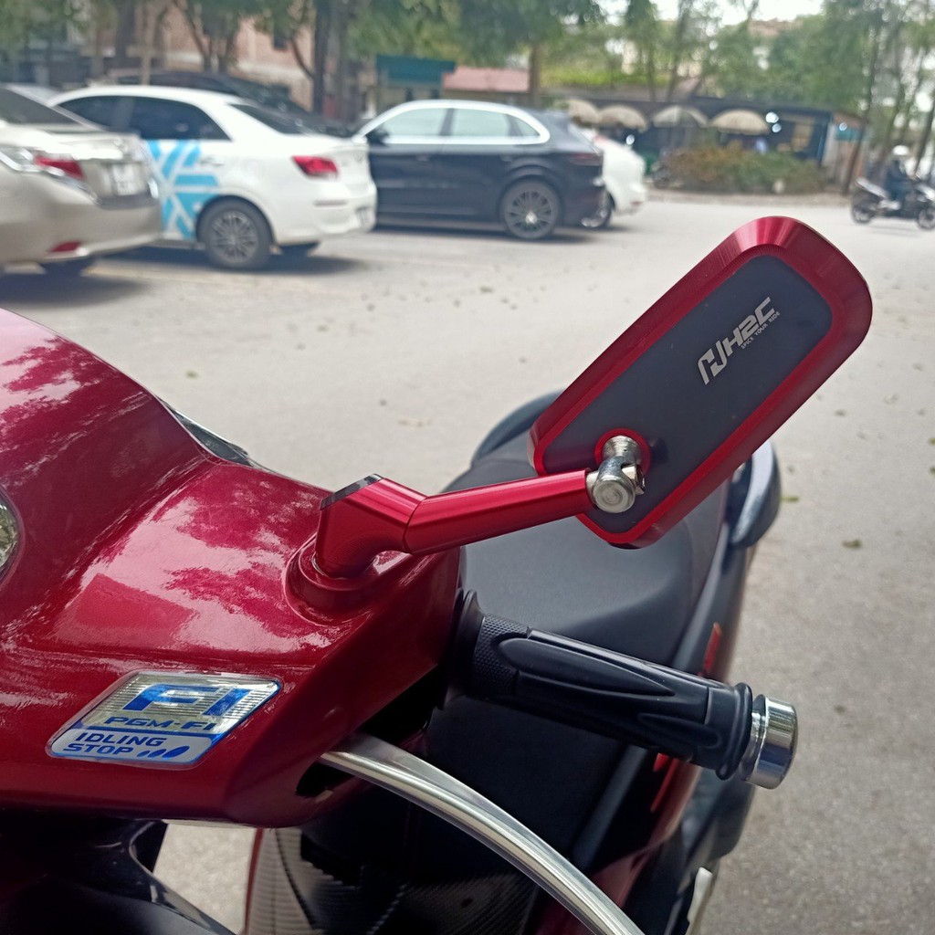Gương chiếu hậu xe máy mặt kính phủ nano chống lóa mắt H2C
