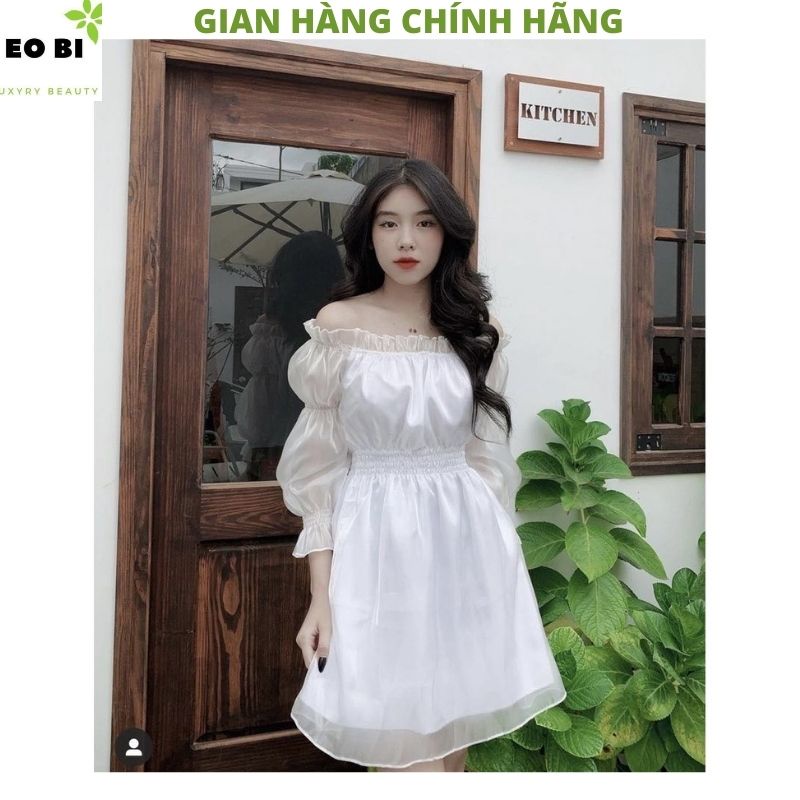 Đầm công chúa trễ vai tay bồng kiểu dáng hàn quốc ulzzang vintage dễ thương -EOBI