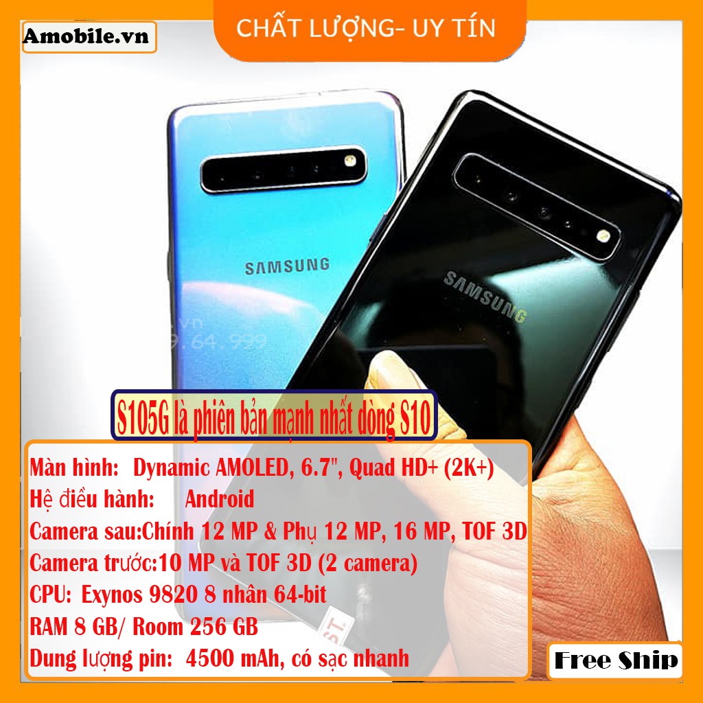 [Free ship] Điện Thoại Samsung Galaxy S10 5G Pin Khủng 4500mAh| Ram 8Gb, Room256Gb/ S105G chiến ngon pupg, liên quân...