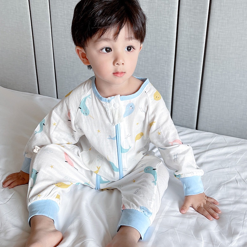 Túi Ngủ Mùa Hè. Túi Ngủ Vải cotton Tay Dài Phối Lưới Mỏng Nhẹ Chống Lạnh Thời Trang Mùa Hè Cho Bé