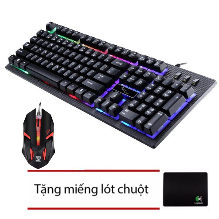 BỘ BÀN PHÍM GIẢ CƠ GAME G20 VÀ CHUỘT R8 1602 LED 7 MÀU + TẶNG LÓT LOGITECH | WebRaoVat - webraovat.net.vn