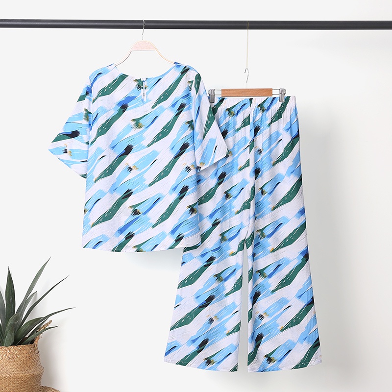 Set áo tay lỡ Zanzea dáng rộng + quần dài in họa tiết phong cách châu Âu thời trang cho nữ