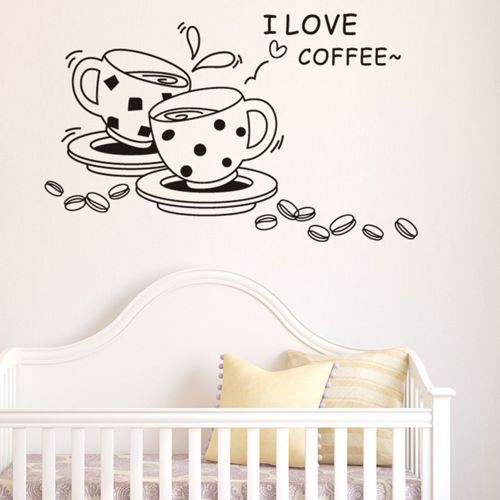 (Freeship 50k) Decal dán tường I love coffee DKN032 - trang trí tường quán cà phê AmyShop