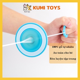Đồ chơi con quay kéo dây  bằng gỗ thư giãn giảm căng thẳng cho bé Kumi toys