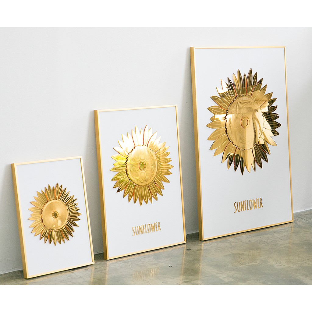 Khung tranh treo tường trang trí nội thất Bắc Âu  hoa hướng dương SUNFLOWER- Nhập khẩu Hàn Quốc, Size: 42cmx59,4cm