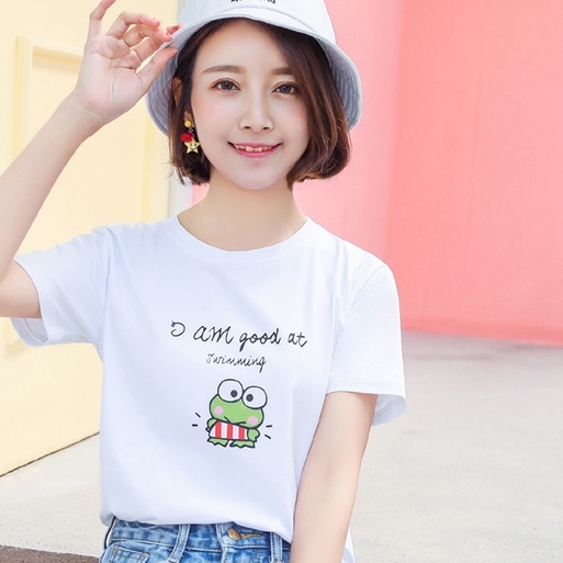 Áo Thun Nữ In I am good at Ếch Xanh DLX