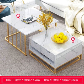 Bàn trà đôi mặt vân đá E5107 mẫu A BAT009