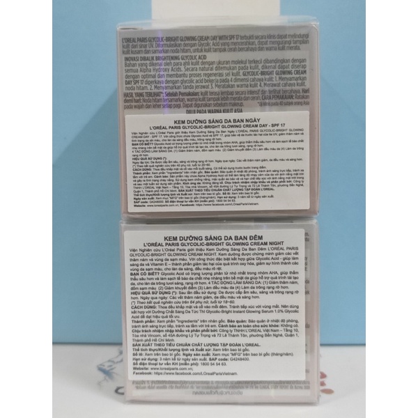 Kem dưỡng sáng mờ thâm nám ngày, đêm L'Oreal Paris Glycolic Bright Glowing Cream SPF17 15ml
