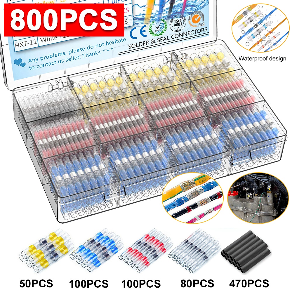 Set 100 / 250 / 500 / 800 Đầu Nối Co Nhiệt Chống Thấm Nước
