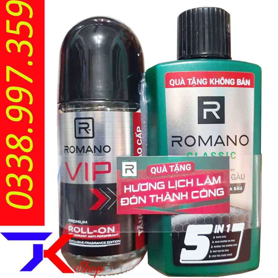 Lăn Khử Mùi ROMANO VIP 50ml Tặng Dầu Gội