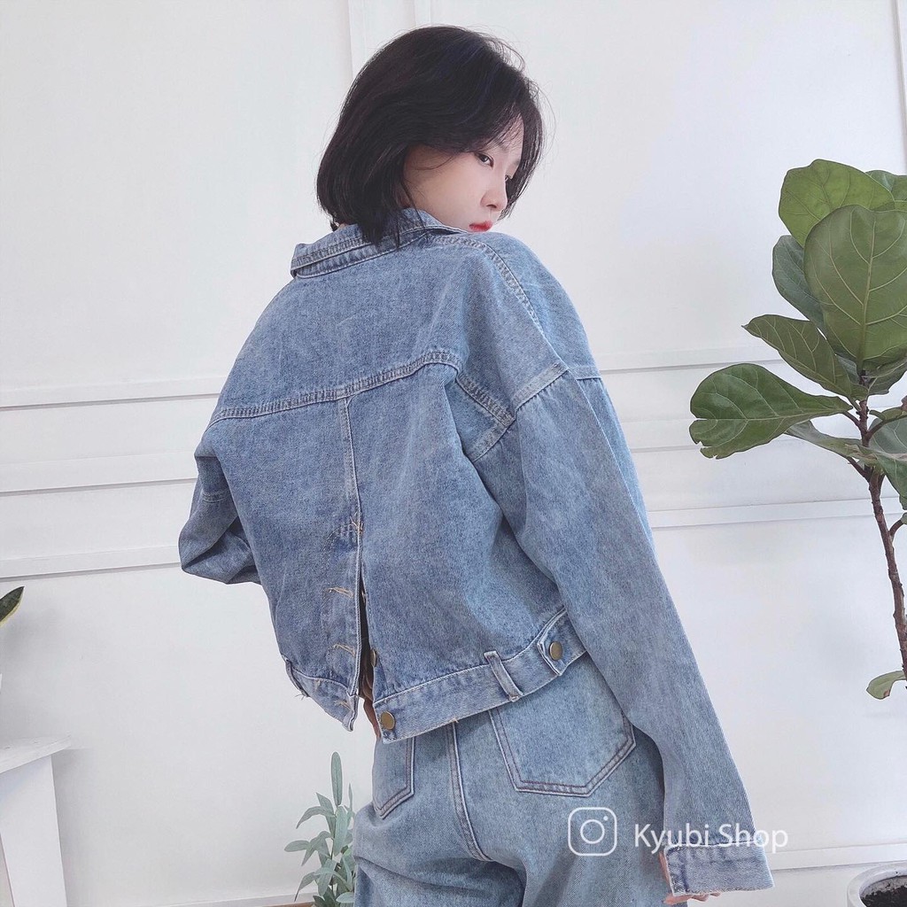 ÁO KHOÁC JEANS NỮ CROP MÀU NHẠT - KYUBI