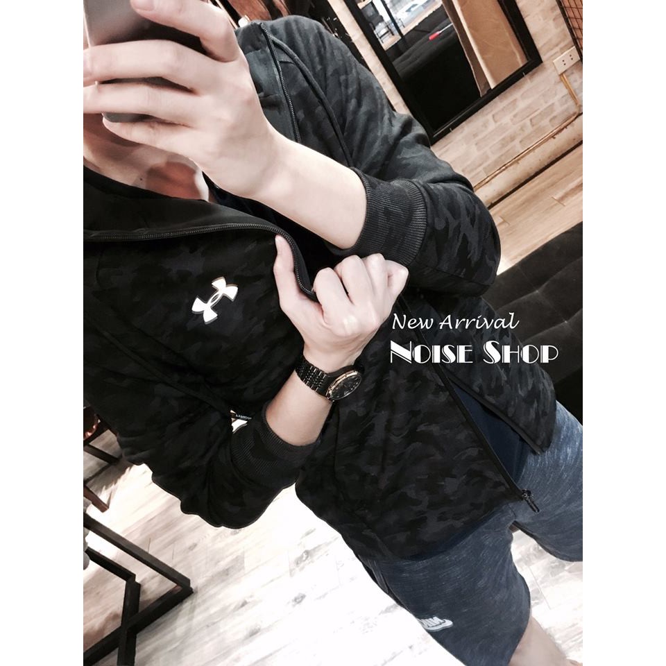 Áo Khoác Nỉ Nam Mũ Liền Rằn Ri