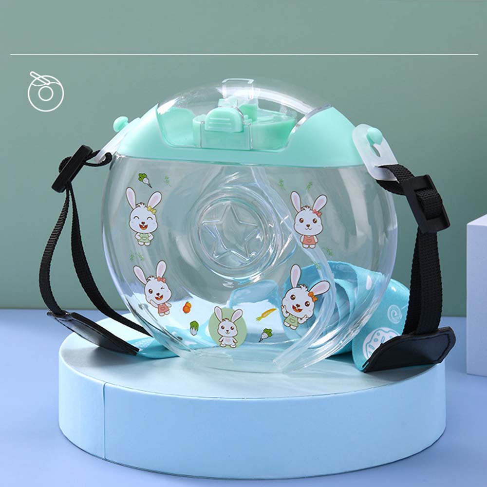 Bình đựng nước hình bánh donut có ống hút và dây đeo bằng PP nhiều màu cho trẻ em