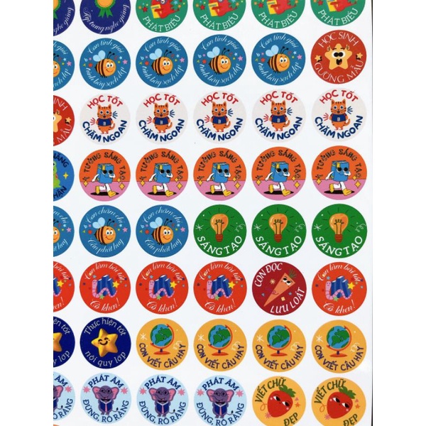 200 sticker khen con kích thước 1.5cm