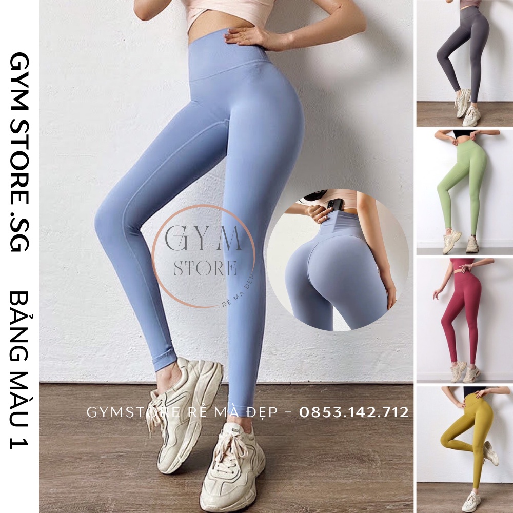 Quần Legging Cạp Cao Gen Bụng Nâng Mông Thể Thao Nữ Tập Gym Yoga Thun Poly Bột Siêu Co Giãn Cực Tôn Dáng 919