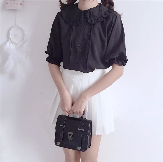 [có sẵn] Áo sơmi blouse JK Lolita tay bồng cổ sen