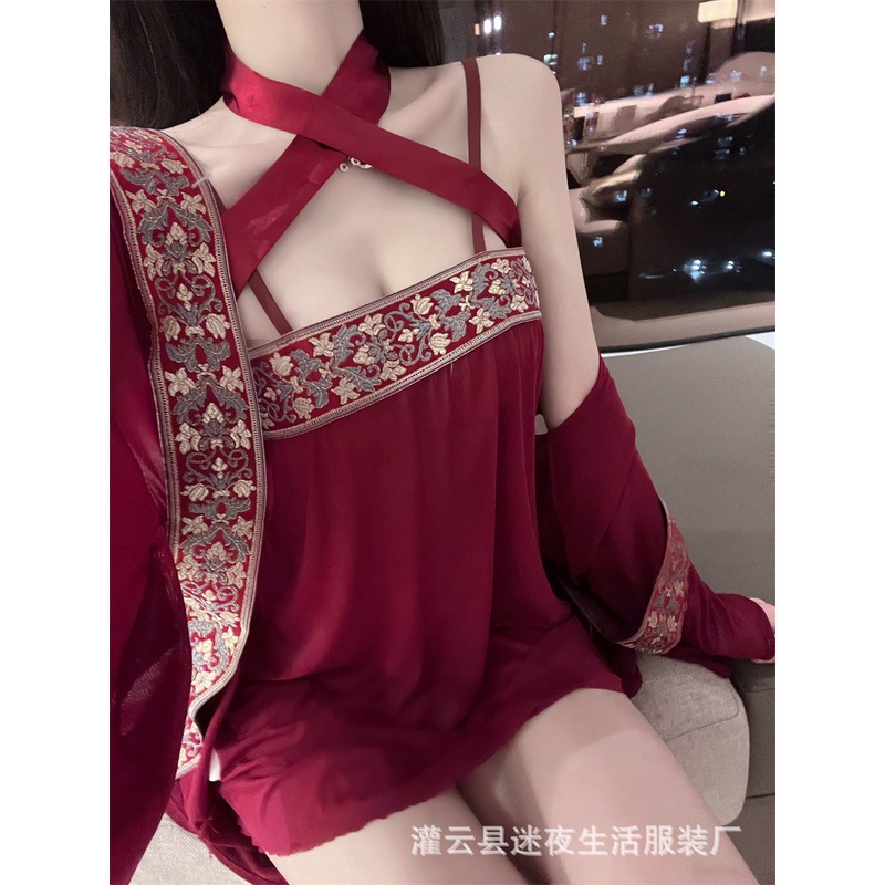 Váy ngủ + Áo choàng + chip ren trung hoa siêu sexy B236